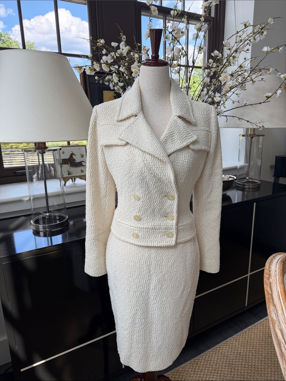 Vintage Valentino Bouclé Double-Breasted Women’s Jacket & Skirt size S/6